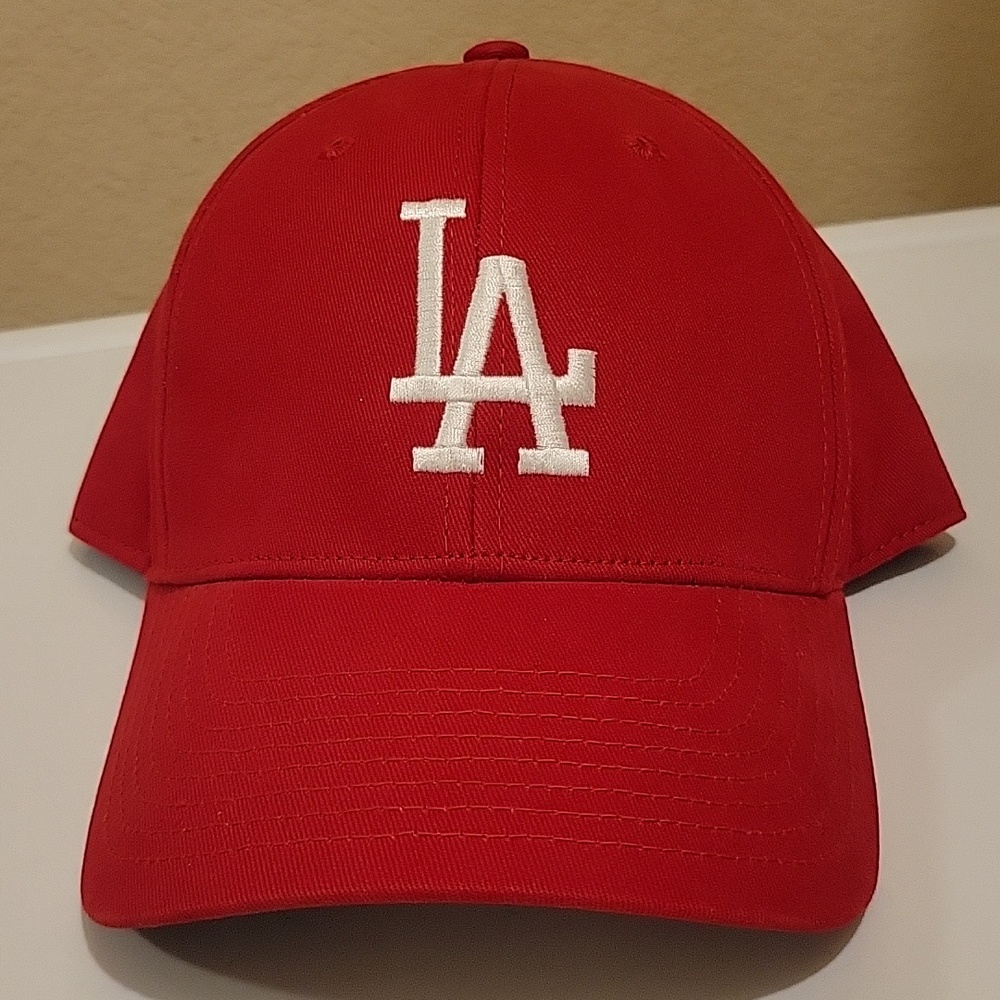 Los Angeles Embroidered LA Logo Red Baseball Cap - Picture 8 of 8